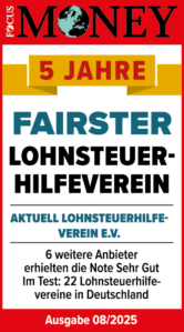 Focus Money Testergebnis 2025 | Fairster Lohnsteuerhilfeverein e.V. | Aktuell Lohnsteuerhilfeverein e.V.