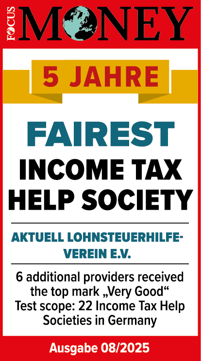 Focus Money test result 2025 | Fairest income tax help society | Aktuell Lohnsteuerhilfeverein e.V.