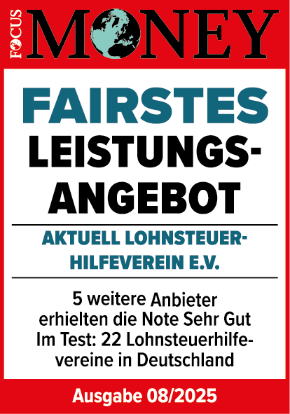 Focus Money Testergebnis 2025 | Fairstes Leistungsangebot | Aktuell Lohnsteuerhilfeverein e.V.