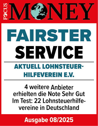 Focus Money Testergebnis 2025 | Fairster Service | Aktuell Lohnsteuerhilfeverein e.V.